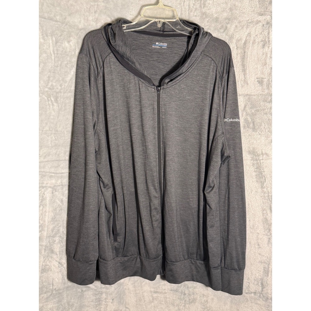Columbia Womens Charcoal Gray Heather Full Zip Hoodie Size 2X/2TG lightweight